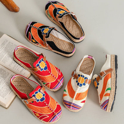New Embroidered Cloth Shoes Flat-Bottomed Casual Fabric Slippers Cloth Shoes Casual Bag Head Cloth Shoes Women