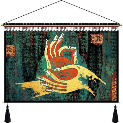 Customized Tibetan Fabric Tapestry Tibet Hanging Cloth Homestay Decoration Hotel Restaurant Living Room Bedroom Bedside Cloth Painting Tapestry