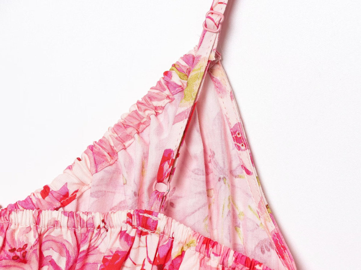 Casual Floral Print Spaghetti Strap Maxi Dress
