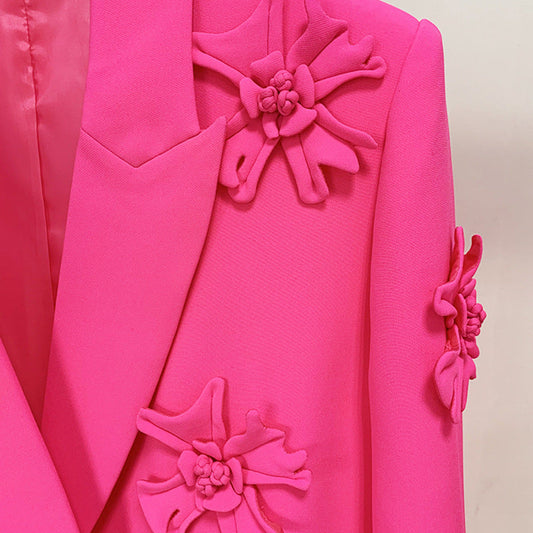 Double-Breasted Embroidered Suit Jacket & Pants Set