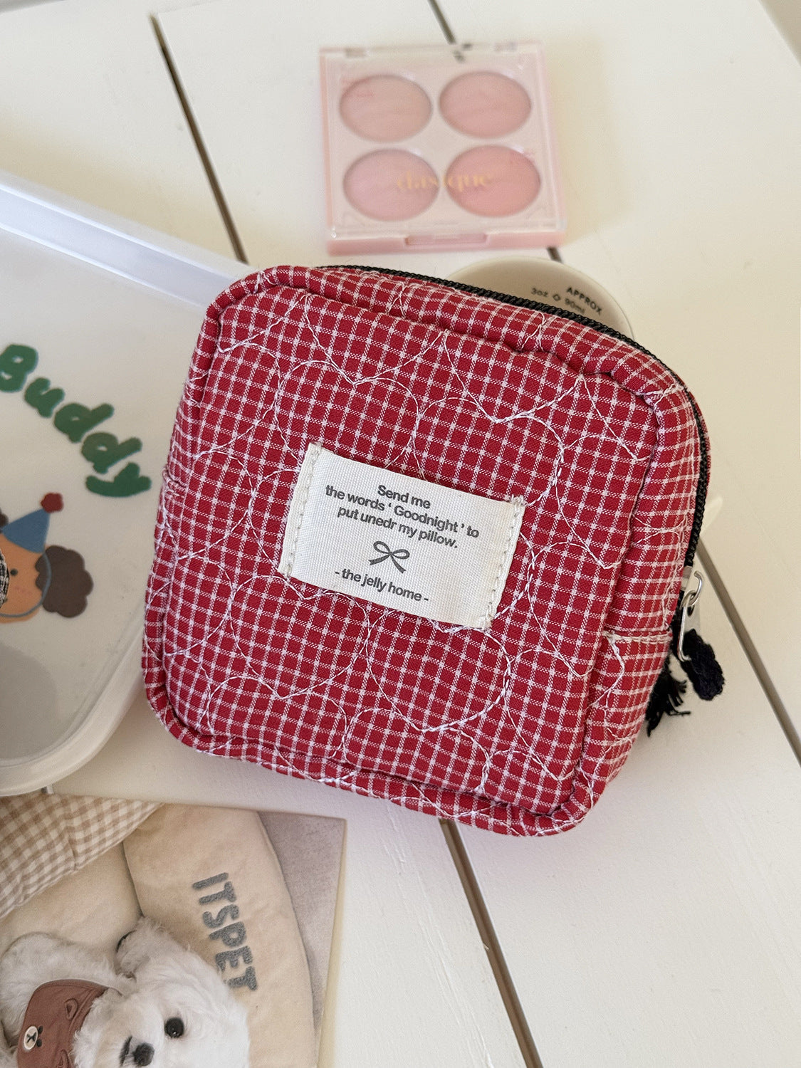 Heart Quilted Cosmetic Bag Stylish Portable Storage