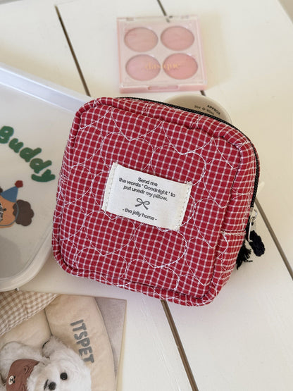 Heart Quilted Cosmetic Bag Stylish Portable Storage
