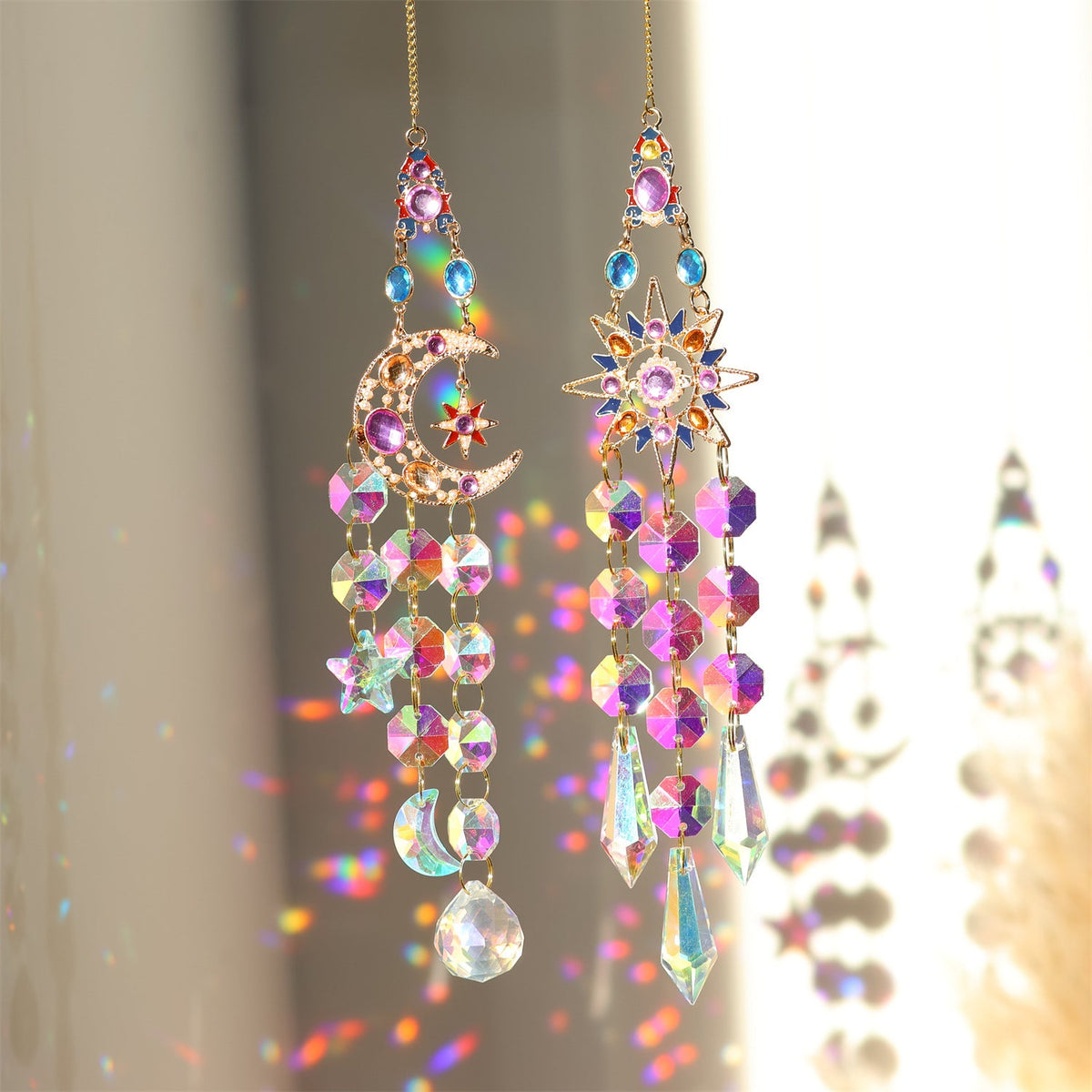 3+ Colorful Star Moon Suncatcher Hangings