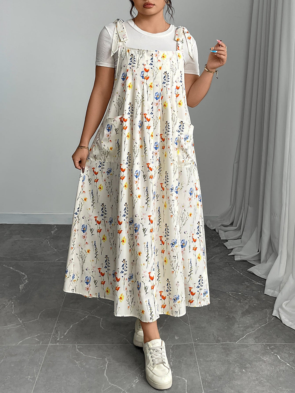 Chic Plus Size Solid Color Maxi Dress For Women