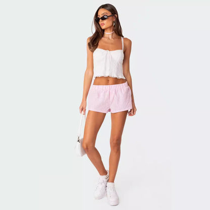 Casual Plaid Loose Simple Shorts
