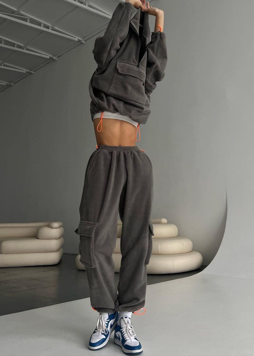 Fleece Cargo Set With Adjustable Drawstrings