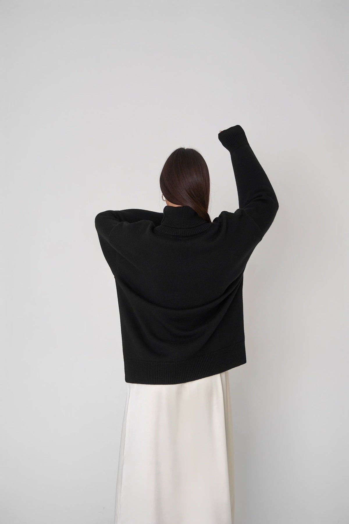 High Collar Loose Solid Color Sweater