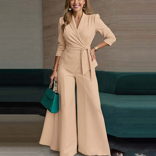 Trendy Casual Long Sleeve Jacket and Pants Set