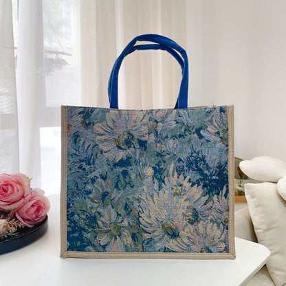 Embroidered Linen Tote Bag Stylish Casual Bag