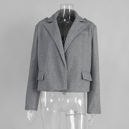 Loose Fit Blazer Jacket with Shoulder Epaulettes