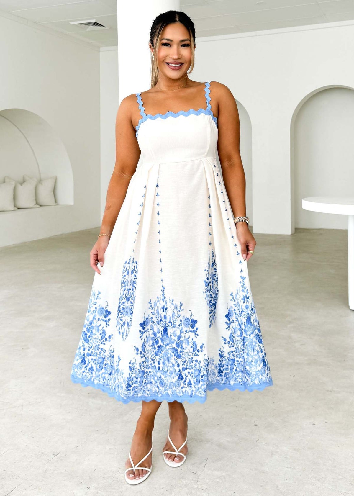 Back Bow Sleeveless Print Spaghetti Dress