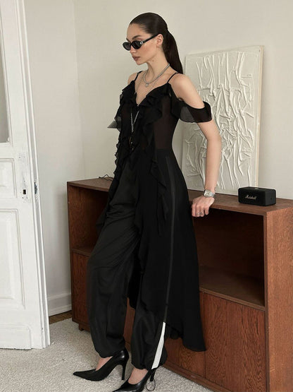 Sexy Ruffled V-Neck Camisole Dress