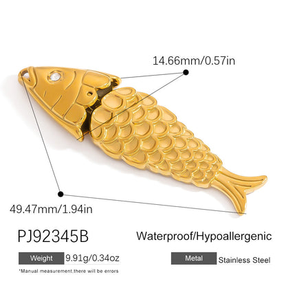 Stylish Ocean-Themed Stainless Steel DIY Pendant Heart Fish Charm