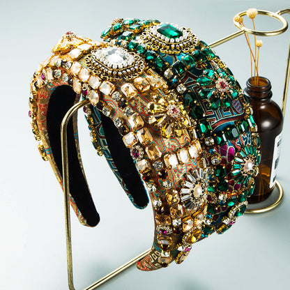 Baroque Wide Headband with Rhinestones for Women