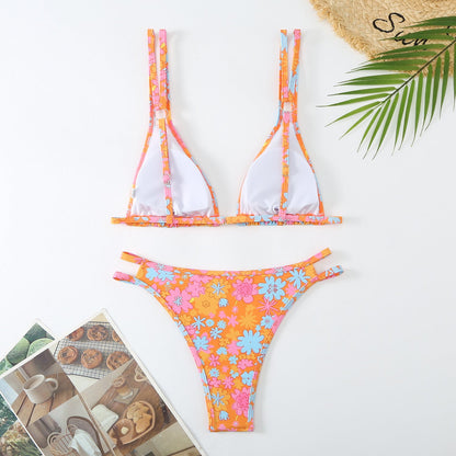 Flower Print Spaghetti Sexy Swimwear