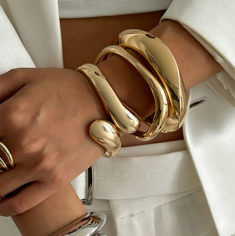 Trendy Open-Cuff Bracelets with Geometric Design