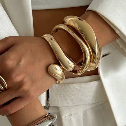 Trendy Open-Cuff Bracelets with Geometric Design