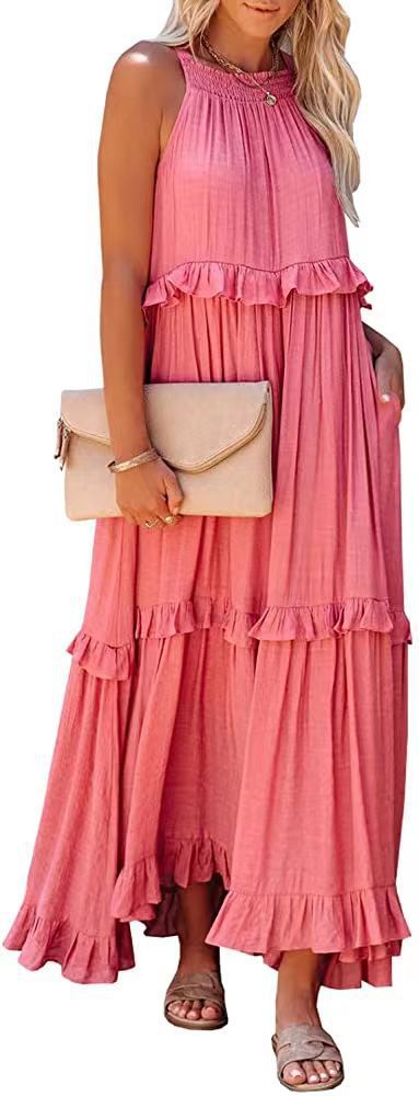 Summer Dress New Irregular Cake Skirt Sleeveless Long Mopping Skirt Holiday Dress Women