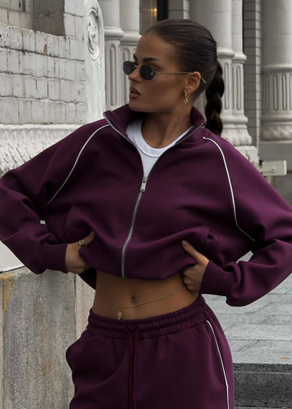 Tracksuit Set Soft Fabric Sporty Luxe Style