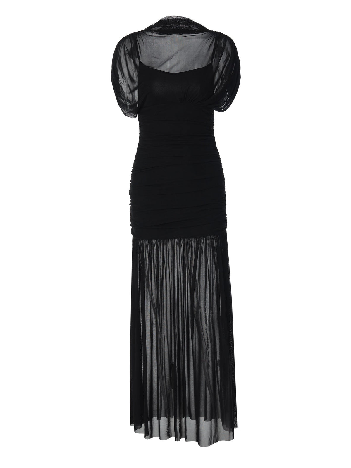 Sexy Bodycon Long Dress With Sheer Overlay