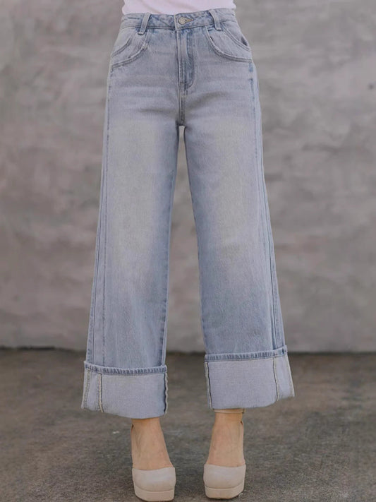 Casual Loose-Fit Mid-Rise Straight Leg Women's Fashion Jeans