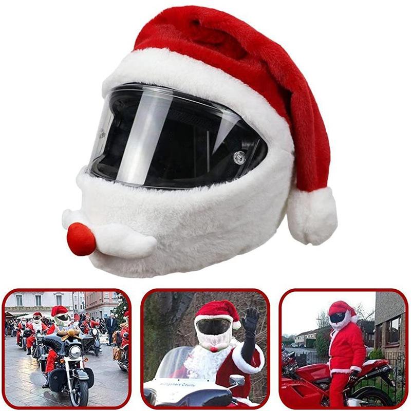Motorcycle Helmet Christmas Hat Outdoor Crazy Funny Santa Claus Motorcycle Helmet Cover Christmas