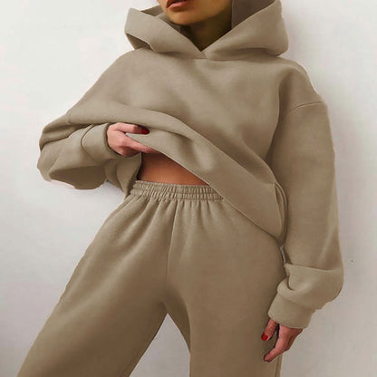 Hooded Sweatshirt And Long Pants Set Casual All-Season Outfit