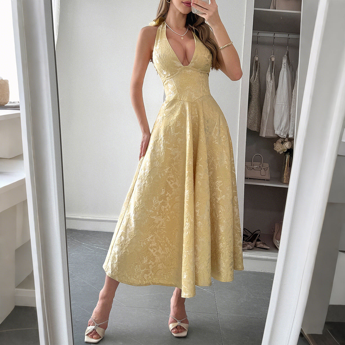 Elegant Halter Neck Long Dress for Women