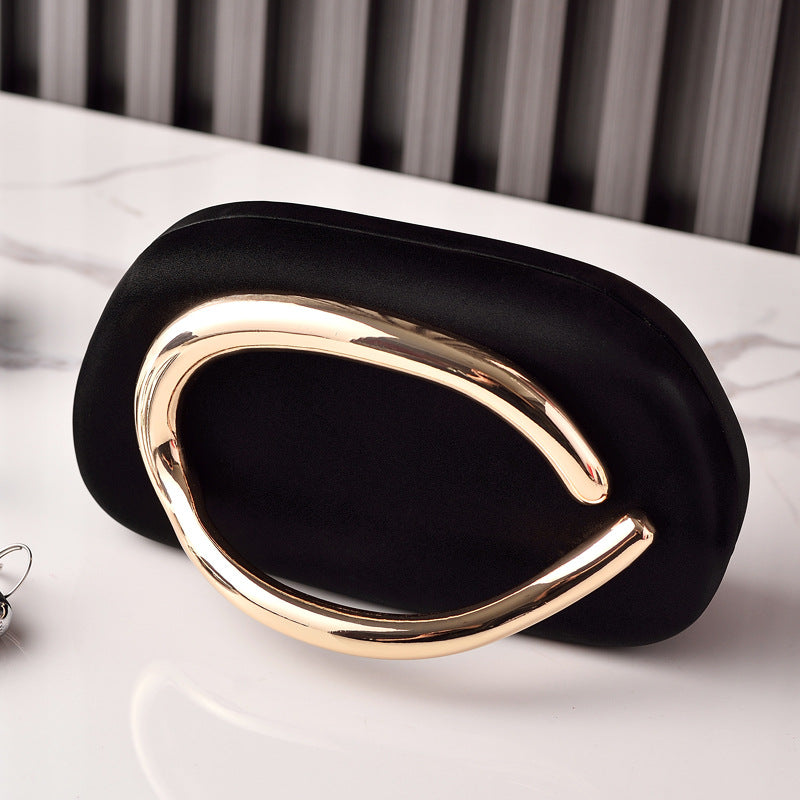 Retro PU Evening Clutch Bag With Gold Handle