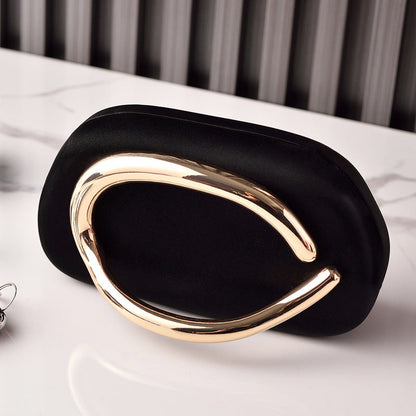 Retro PU Evening Clutch Bag With Gold Handle