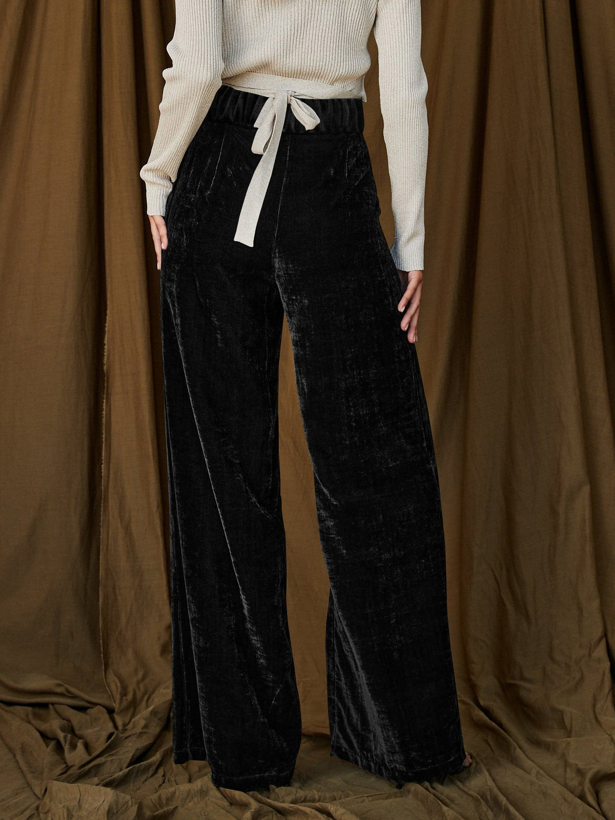 French Temperament Commuter Pants Gold Velvet Drape Wide-Leg Pants Loose Casual Pants