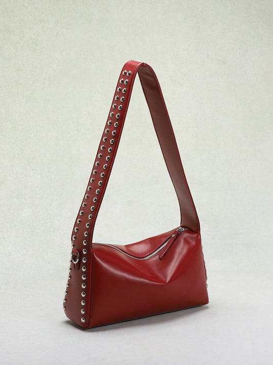 Punk-Inspired Two-Sided Studded PU Shoulder Bag