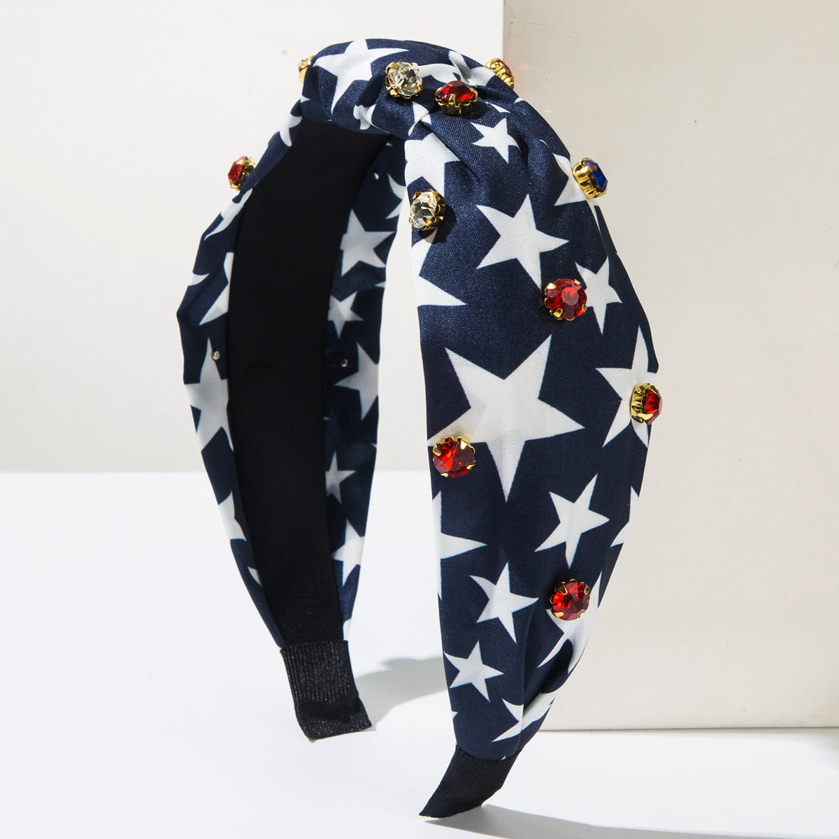 Patriotic Star Headband with Rhinestones and Stripes