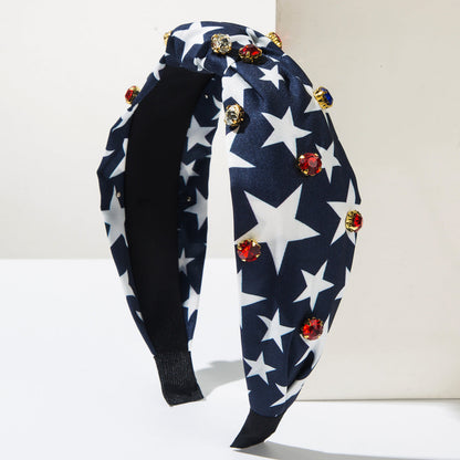 Patriotic Star Headband with Rhinestones and Stripes