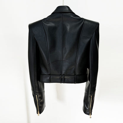 Trendy Motorcycle Jacket With Double Breasted Design