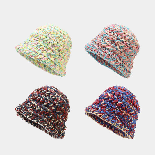 Vintage Multicolor Handmade Knit Bucket Hat