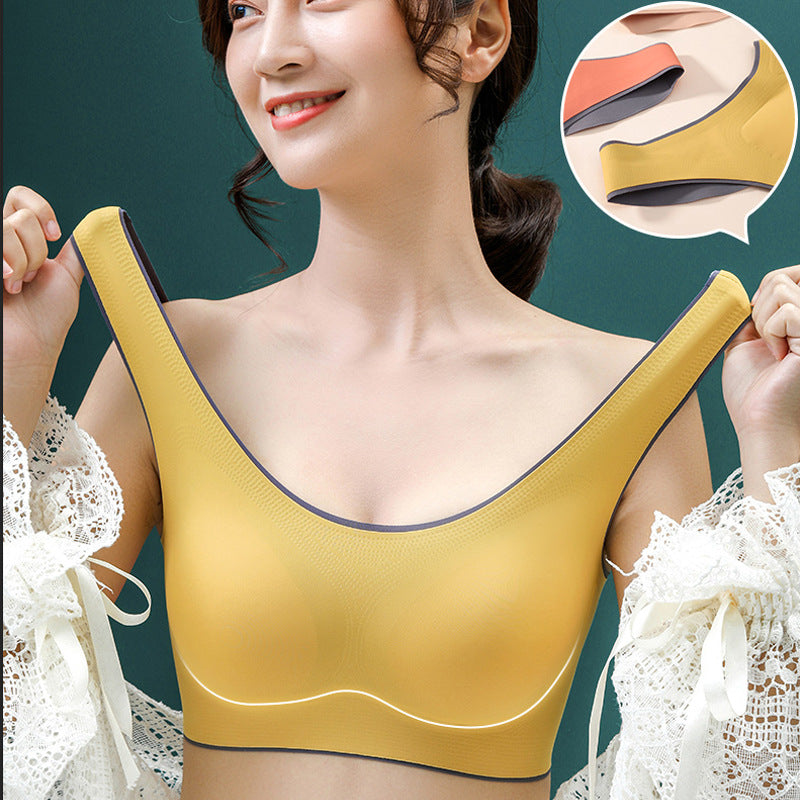 Solid Color Latex Underwear With One-Piece Contrasting Color And Beautiful Back, No Rims, Comfortable Buckles, Comfortable Vest Bra Women.