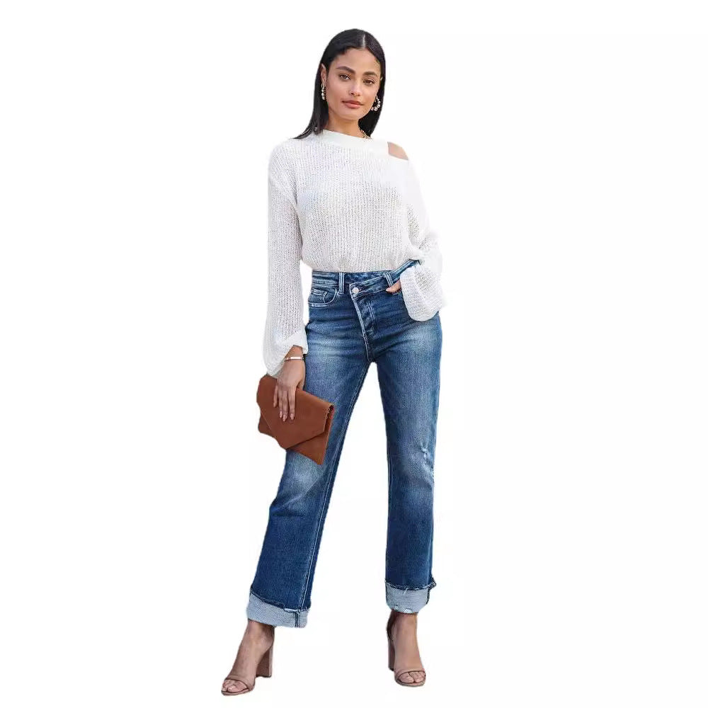 Casual Women's Straight-Leg Denim Jeans