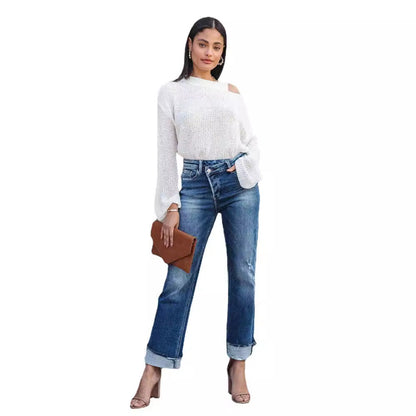 Casual Women's Straight-Leg Denim Jeans