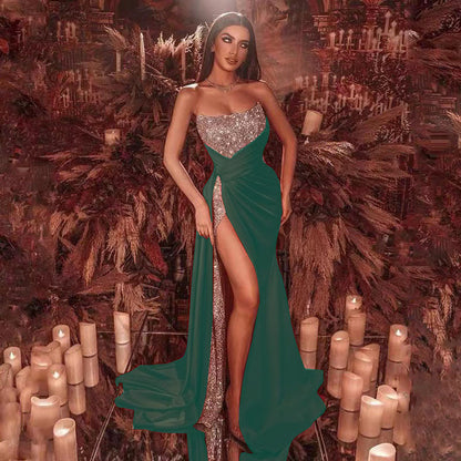 Sequined Off-Shoulder Maxi Dress
