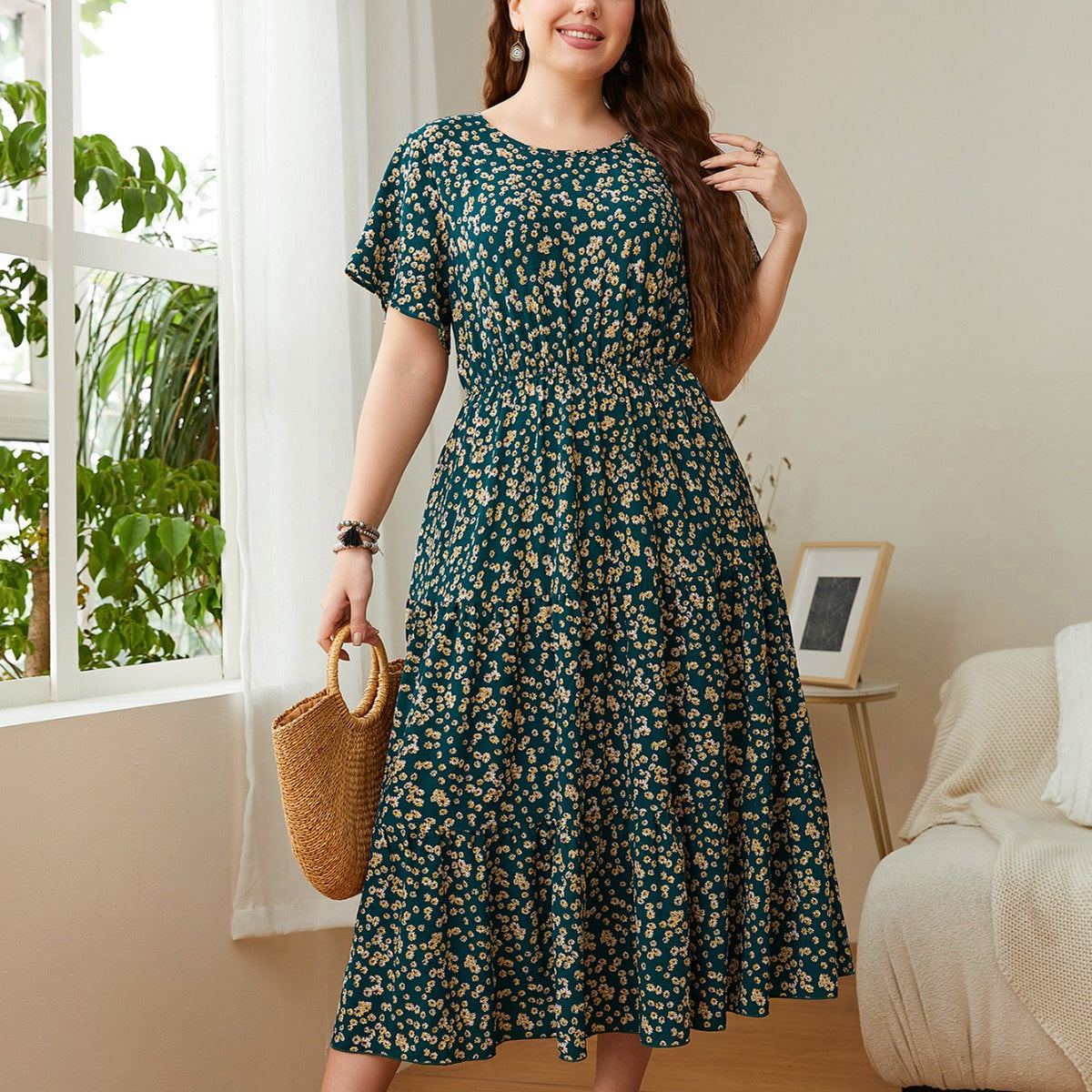 Floral Print Chiffon Maxi Dress Casual Chic