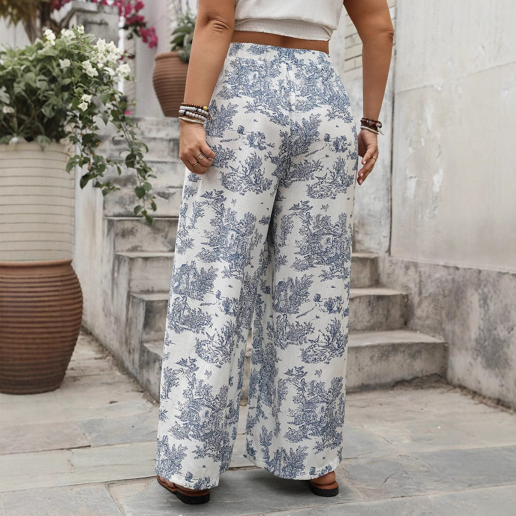 Plus Size Floral Print Loose Harem Pants For Women