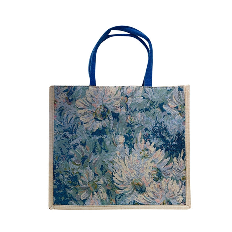 Embroidered Linen Tote Bag Stylish Casual Bag
