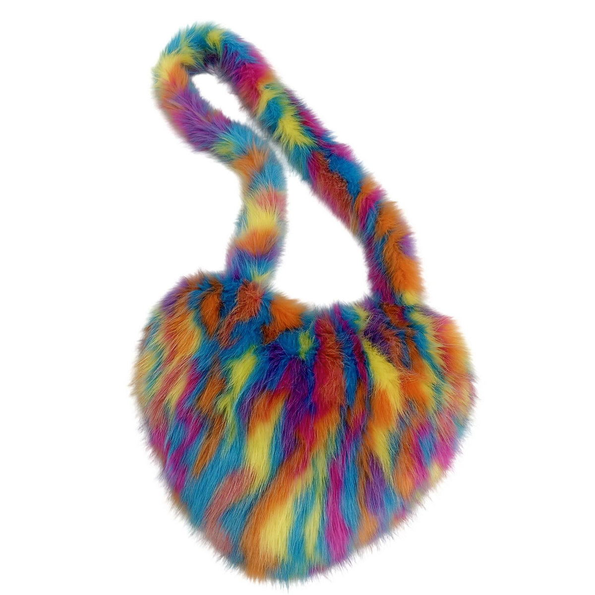 Heart Fluffy Faux Fox Fur Shoulder Bag