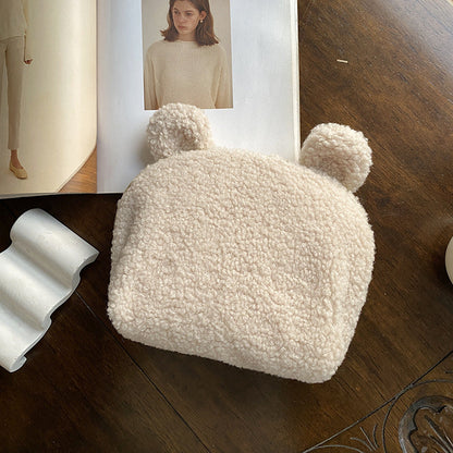 Cute Plush Makeup Bag Large Capacity Portable Shell Storage Bag