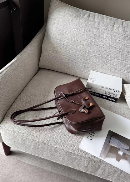 Faux Leather Structured Tote Bag With Charm