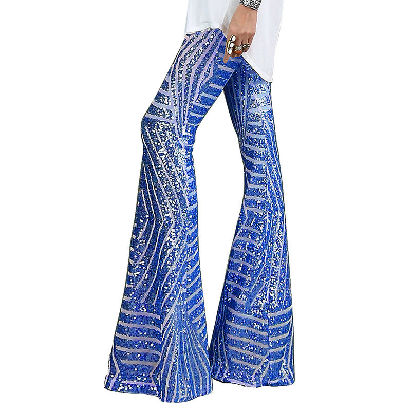 Sequin Slacks Women'S New High Waist Loose Straight Leg Trousers For Autumn