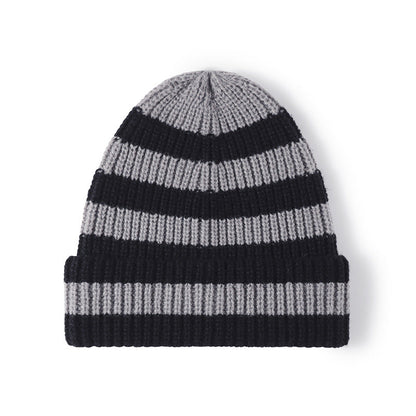 Trendy Striped Color Block Thicken Cuff Beanie