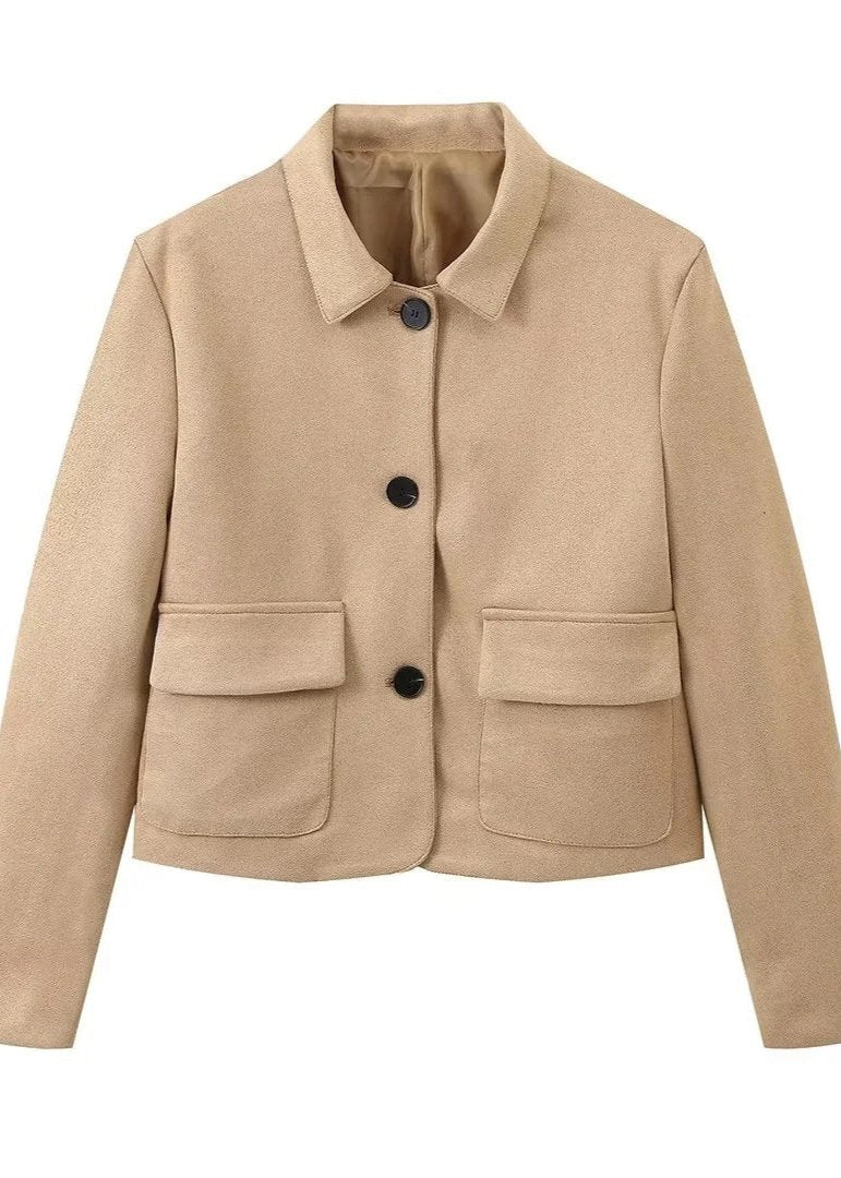 Boxy Wool Jacket In Classic Camel Beige