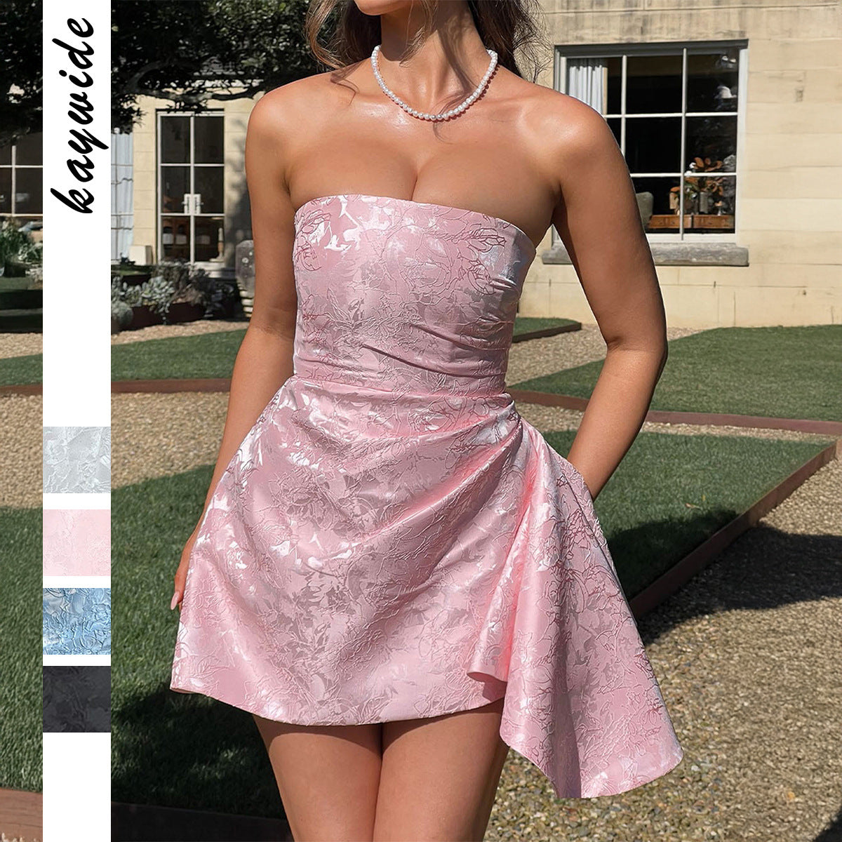 Off-Shoulder Bodycon Dress with Floral Pattern for Parties